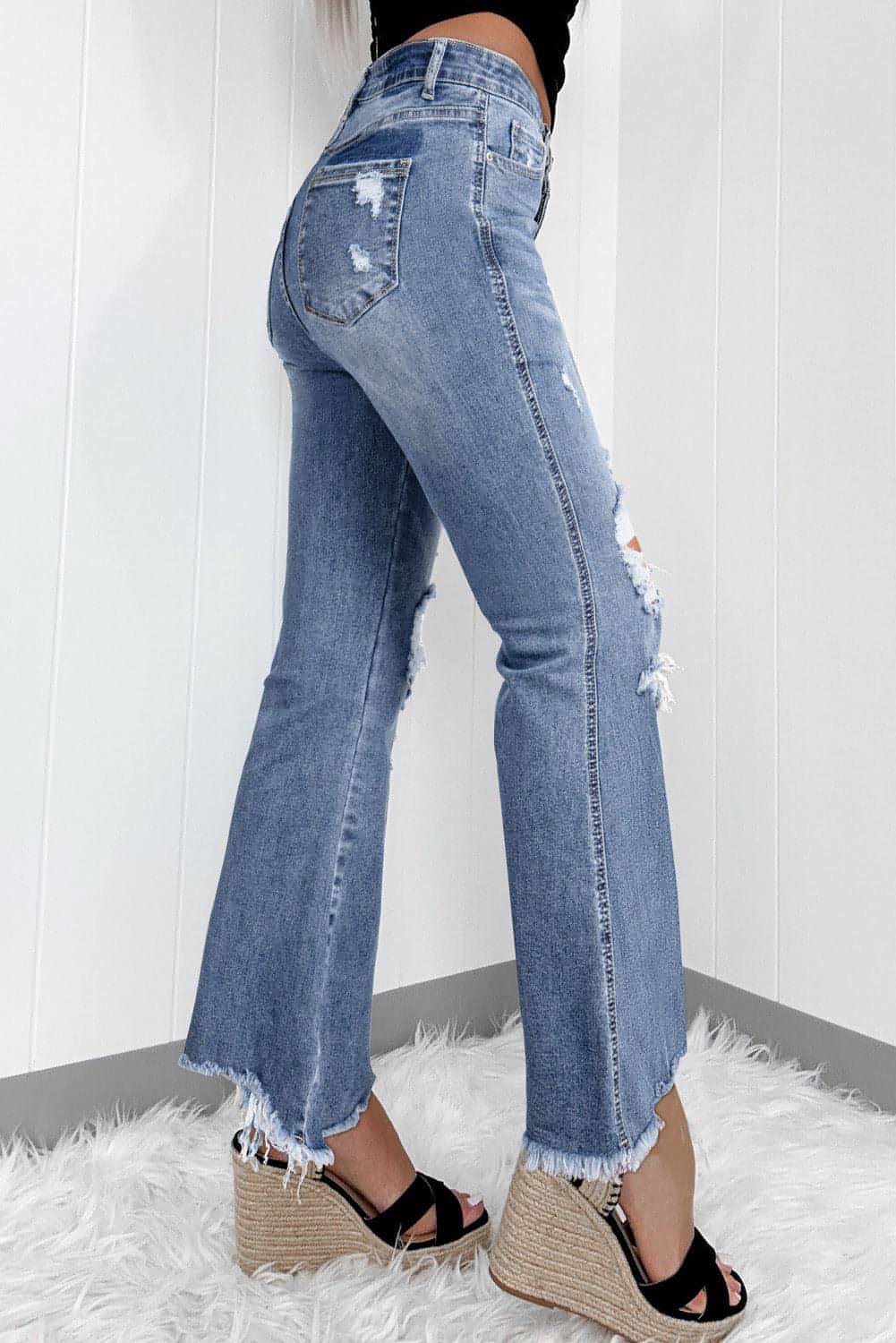 Dusk Blue High Rise Rabled Creseed Hem Alred Jeans