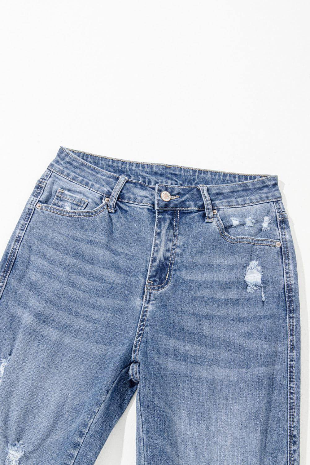 Dusk Blue High Rise Rabled Creseed Hem Alred Jeans