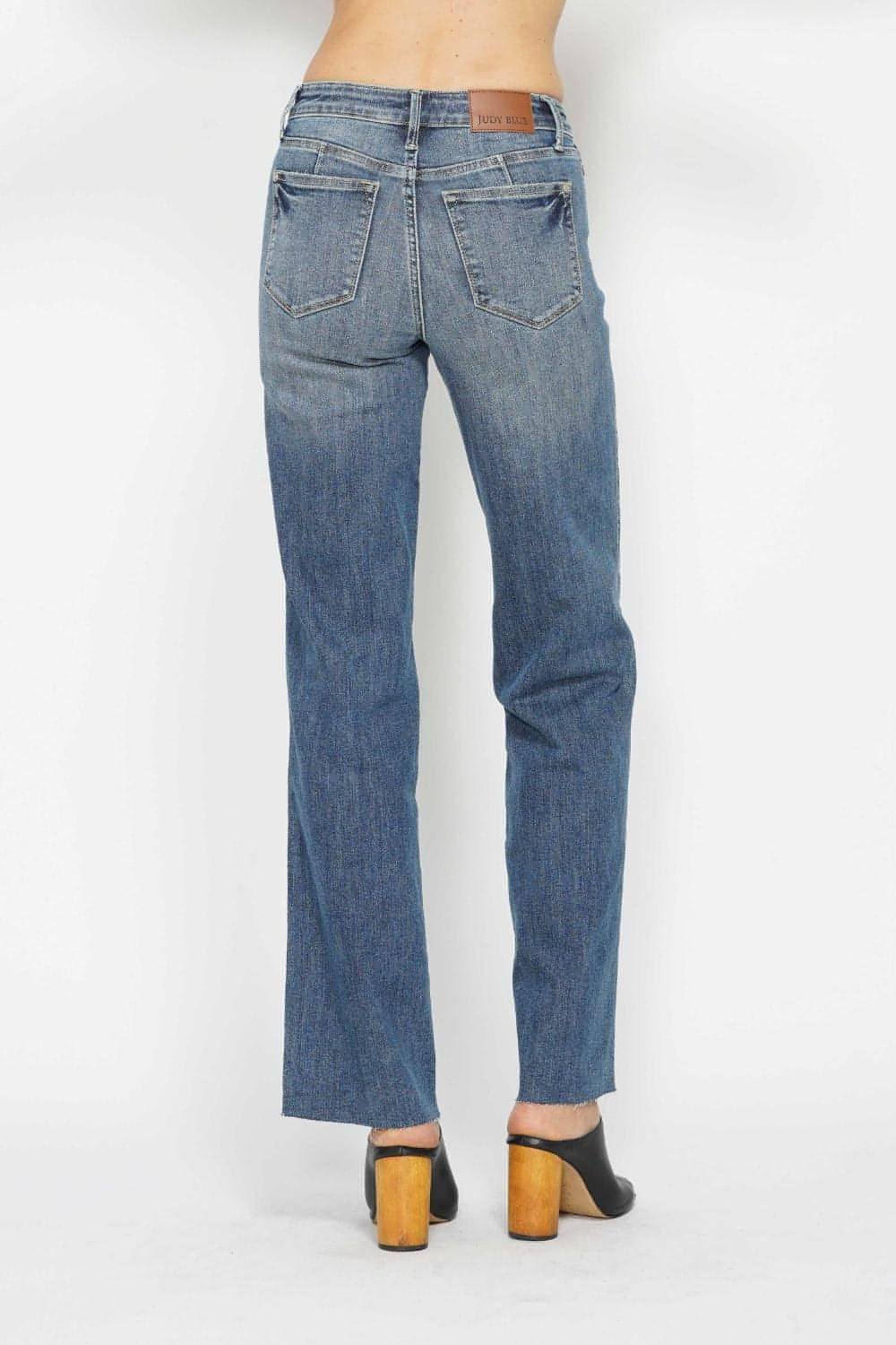 Judy Blue full -size buikregeling rechte jeans