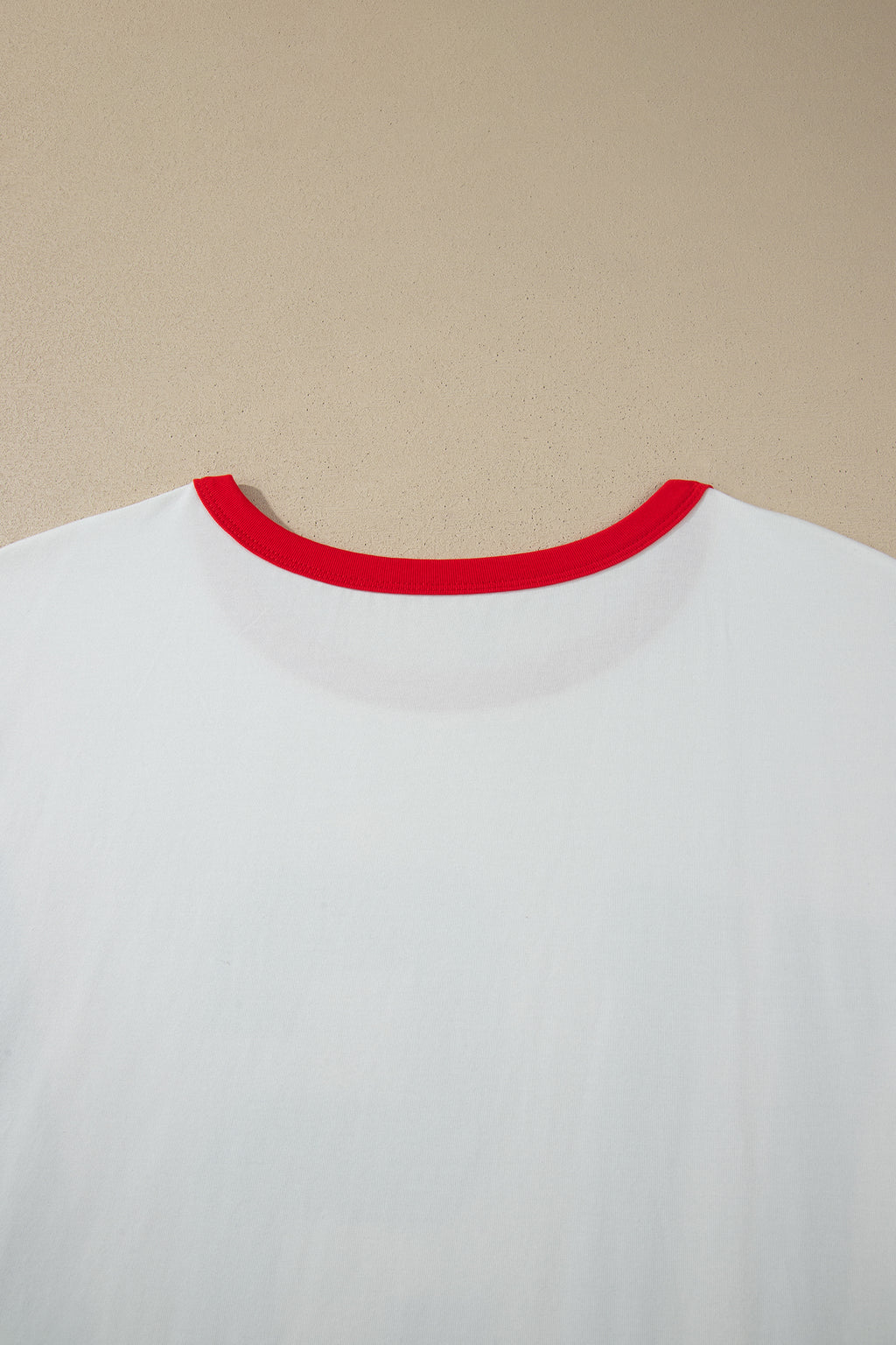 White Retro USA Striped Trim Short Sleeve Plus Size Tee