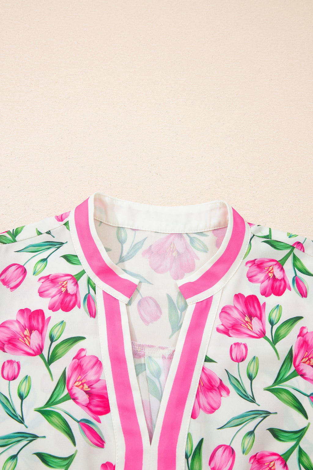 Multicolour Sweet Floral Print Striped Color Block Trim Short Dress