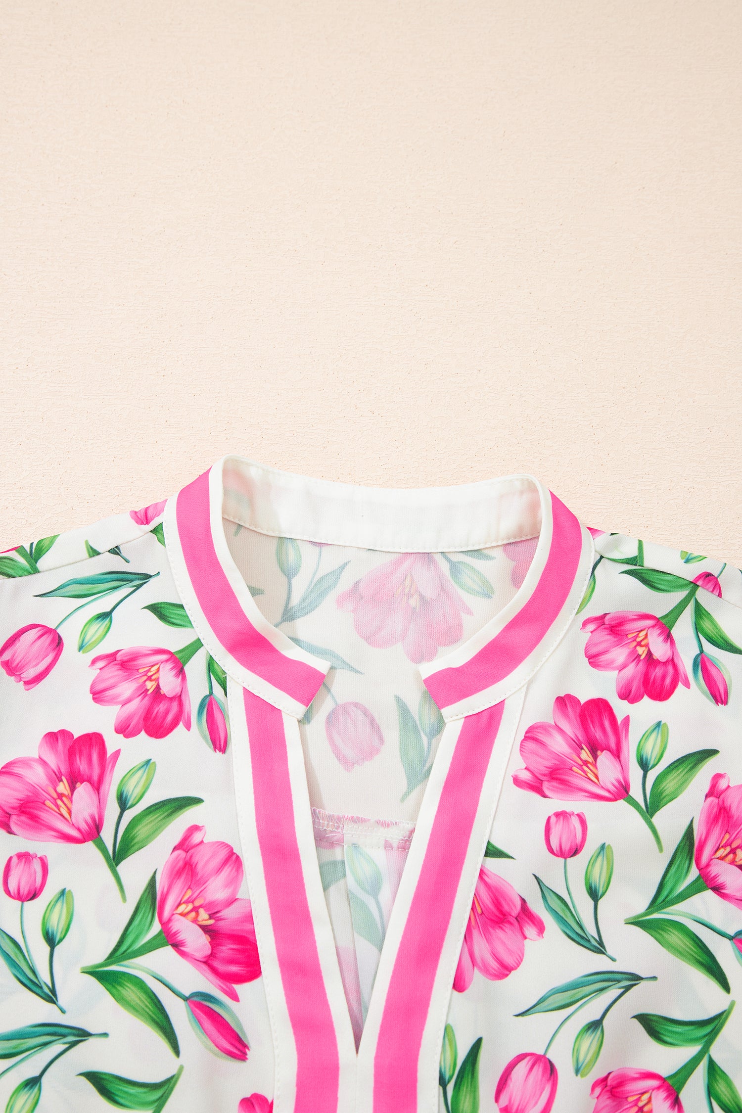 Multicolour Sweet Floral Print Striped Color Block Trim Short Dress