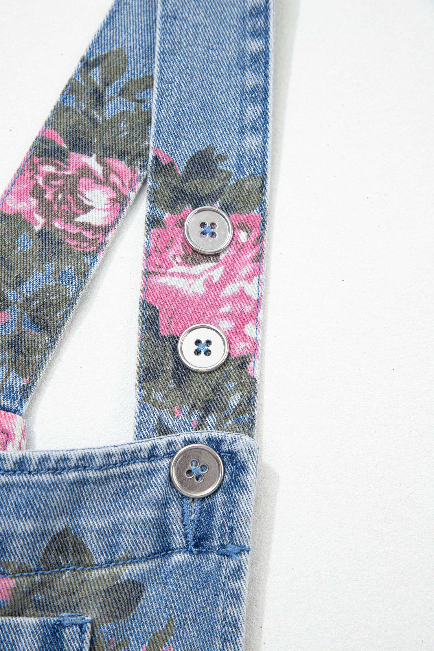 Myosotis Floral Print Denim Shortalls