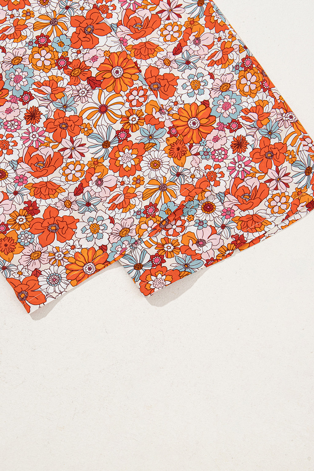 Orange Floral Print Sleeveless Smocked Shift Jumpsuit