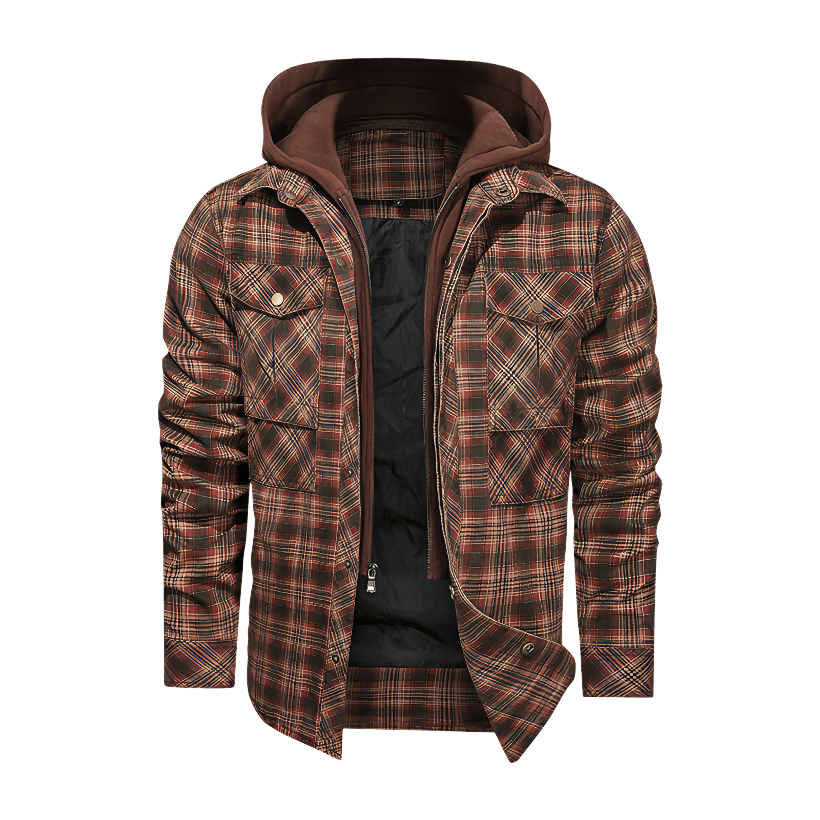 Men Long-sleeved Plaid Jacket
