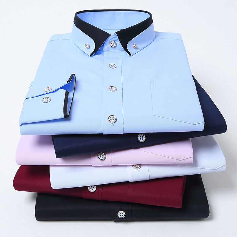 Camisa de vestir de manga larga elástica para hombre, informal y cómoda, no necesita planchado