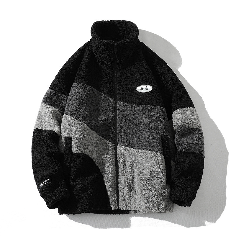 Chaqueta de cuello alto de lana de cordero para hombre