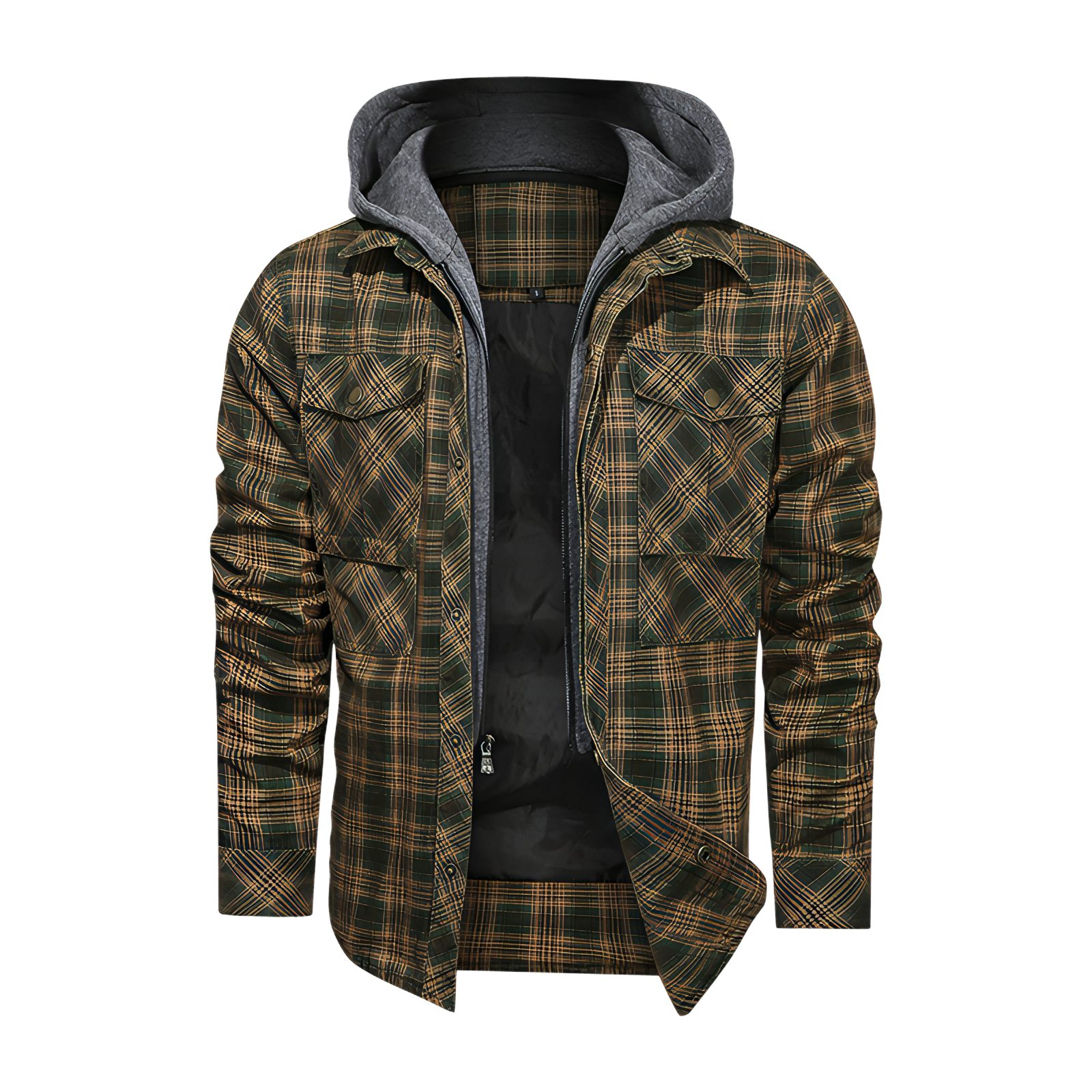 Men Long-sleeved Plaid Jacket