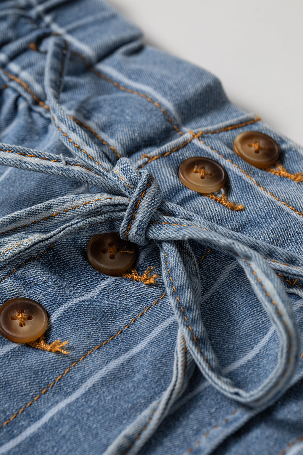 Sky Blue Stripe Plus Size Buttoned Loose Wide Leg Denim Pants
