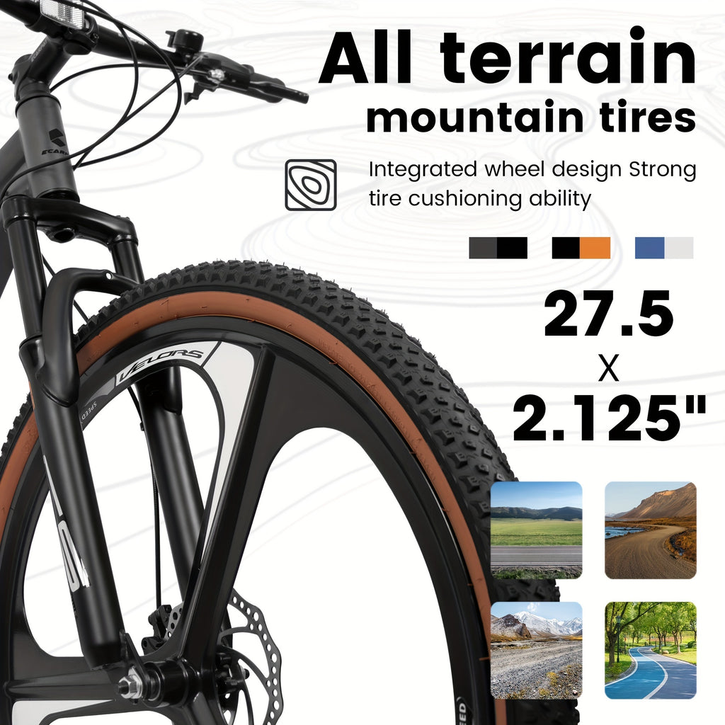 Ecarpat™ Racing MODERNA – 27.5" Hybrid MTB (21-Speed, Dual Disc, Black-Orange)