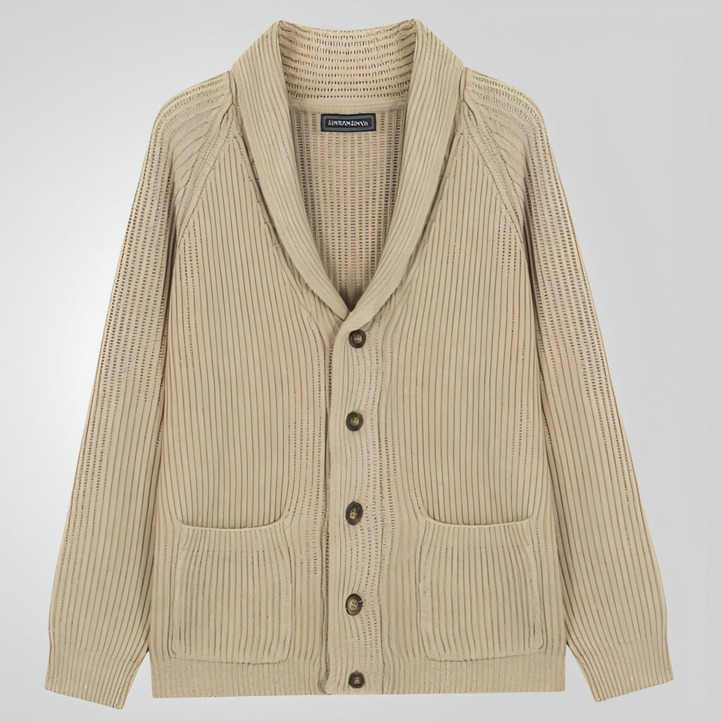 Cárdigan de punto con solapa para hombre, suéter de botones de moda con bolsillos, ropa de abrigo, top de manga larga para primavera y otoño