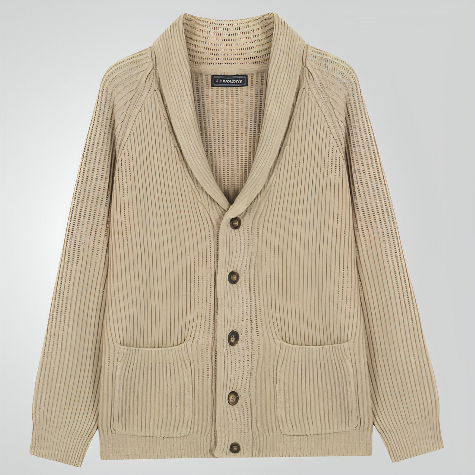 Mäns Lapel Sticking Cardigan Fashion Button tröja med fickor Outwear Långärmad översta våren hösten