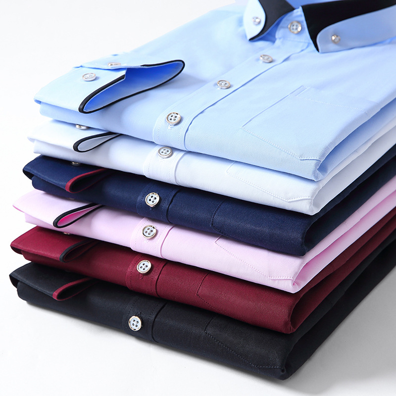 Camisa de vestir de manga larga elástica para hombre, informal y cómoda, no necesita planchado