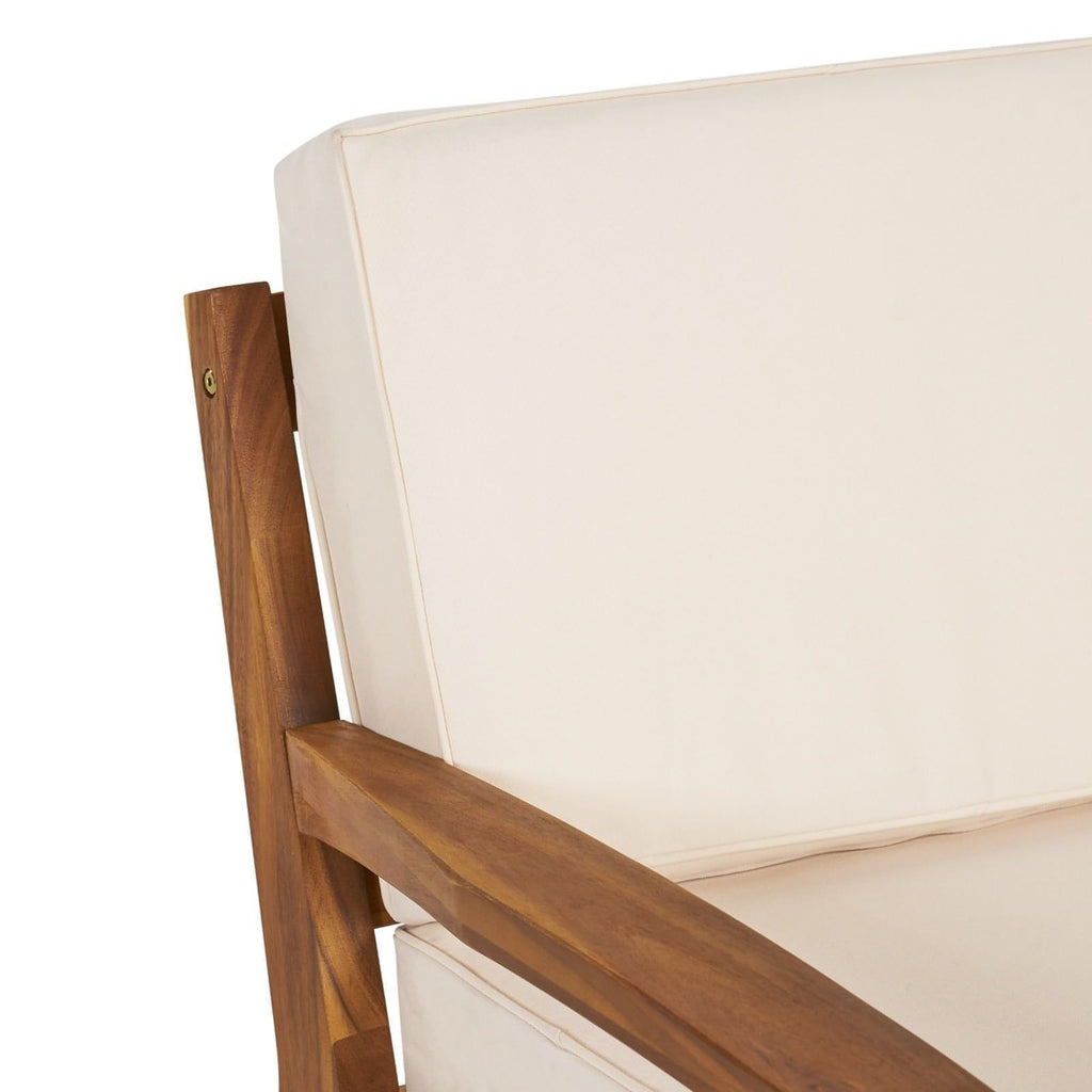 LuneluX_Home - Garden Club Chair Set (2 pcs, Acacia Wood & Beige Cushions)
