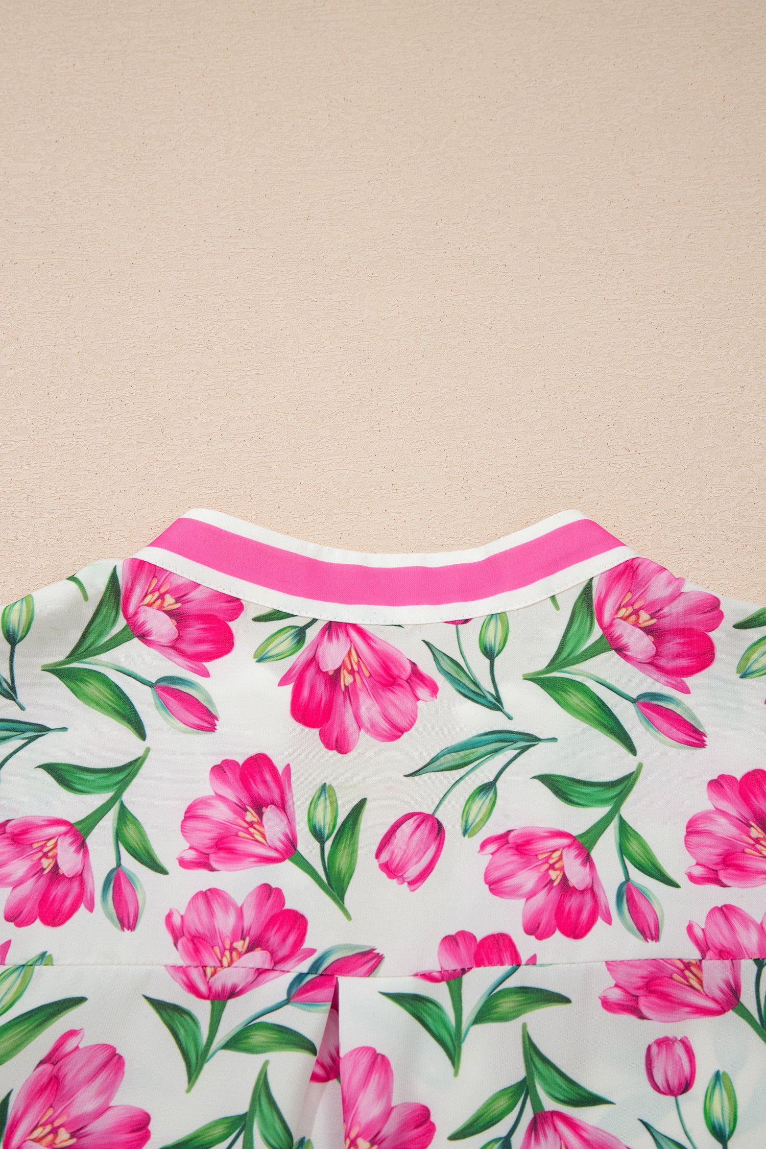 Multicolour Sweet Floral Print Striped Color Block Trim Short Dress