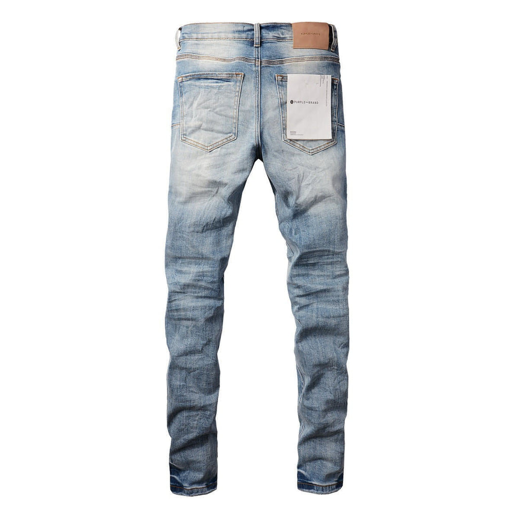 Men’s High-Street Blue Patch Jeans – Urban Style with a Vintage Twist