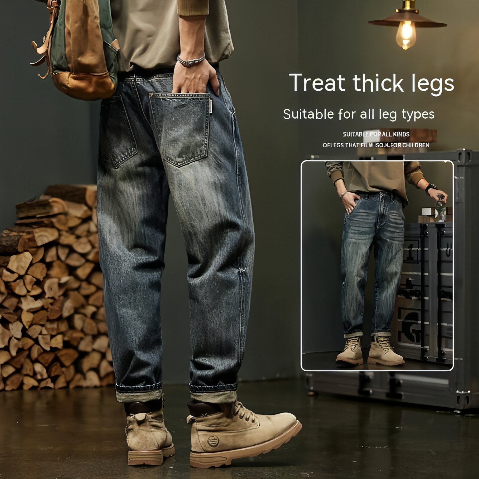 Pantalones cargo rectos y holgados para hombre (jeans)