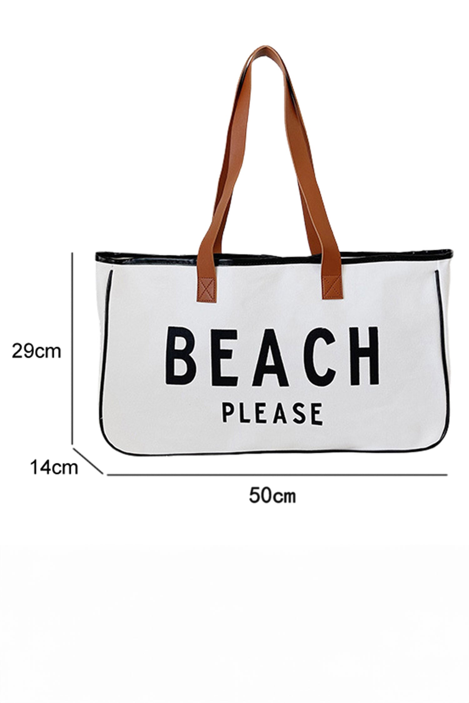 White Canvas Road Trip Tote Bag 50x15x30cm Summer Travel Carryall