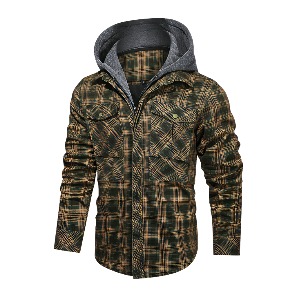Chaqueta de cuadros de manga larga para hombre