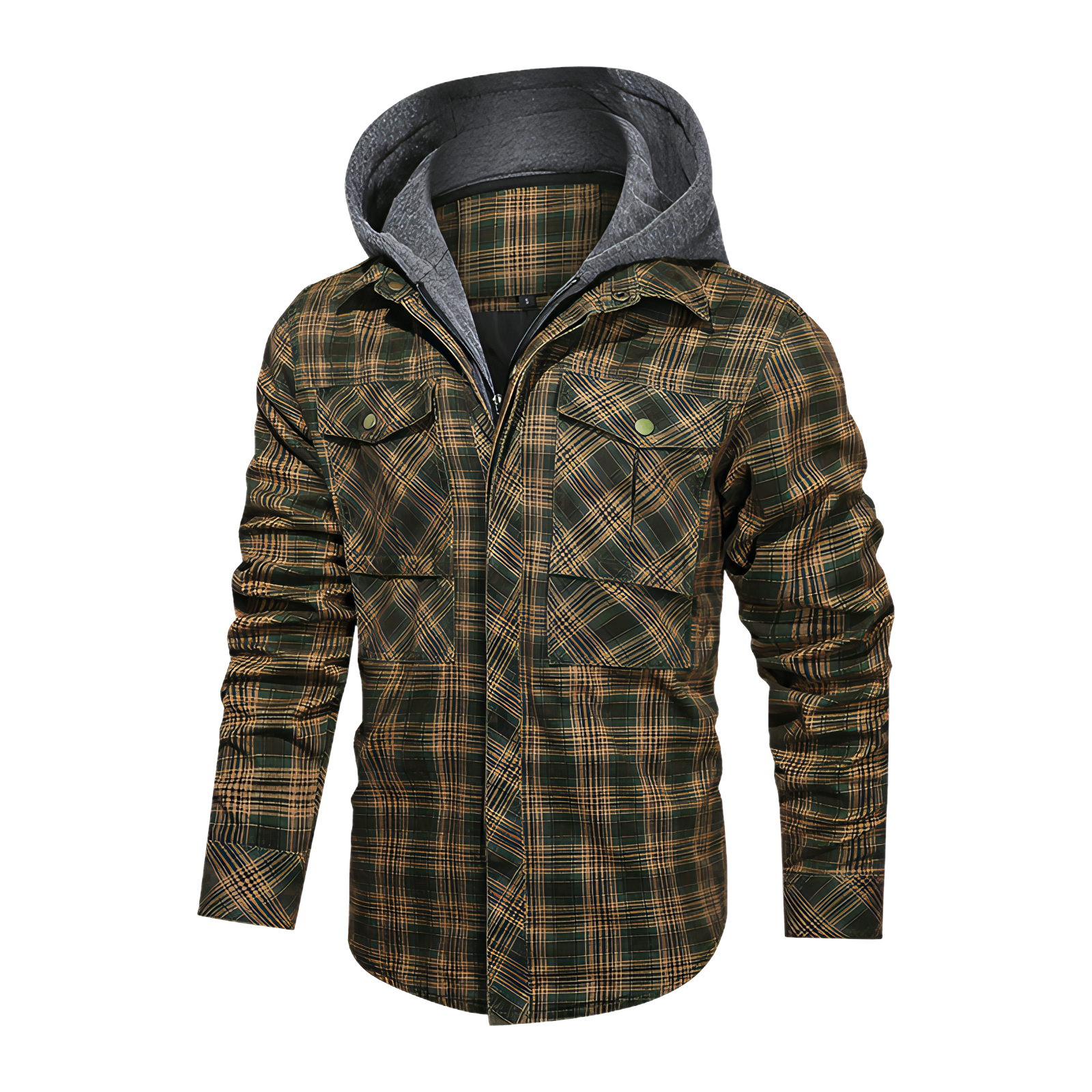Men Long-sleeved Plaid Jacket