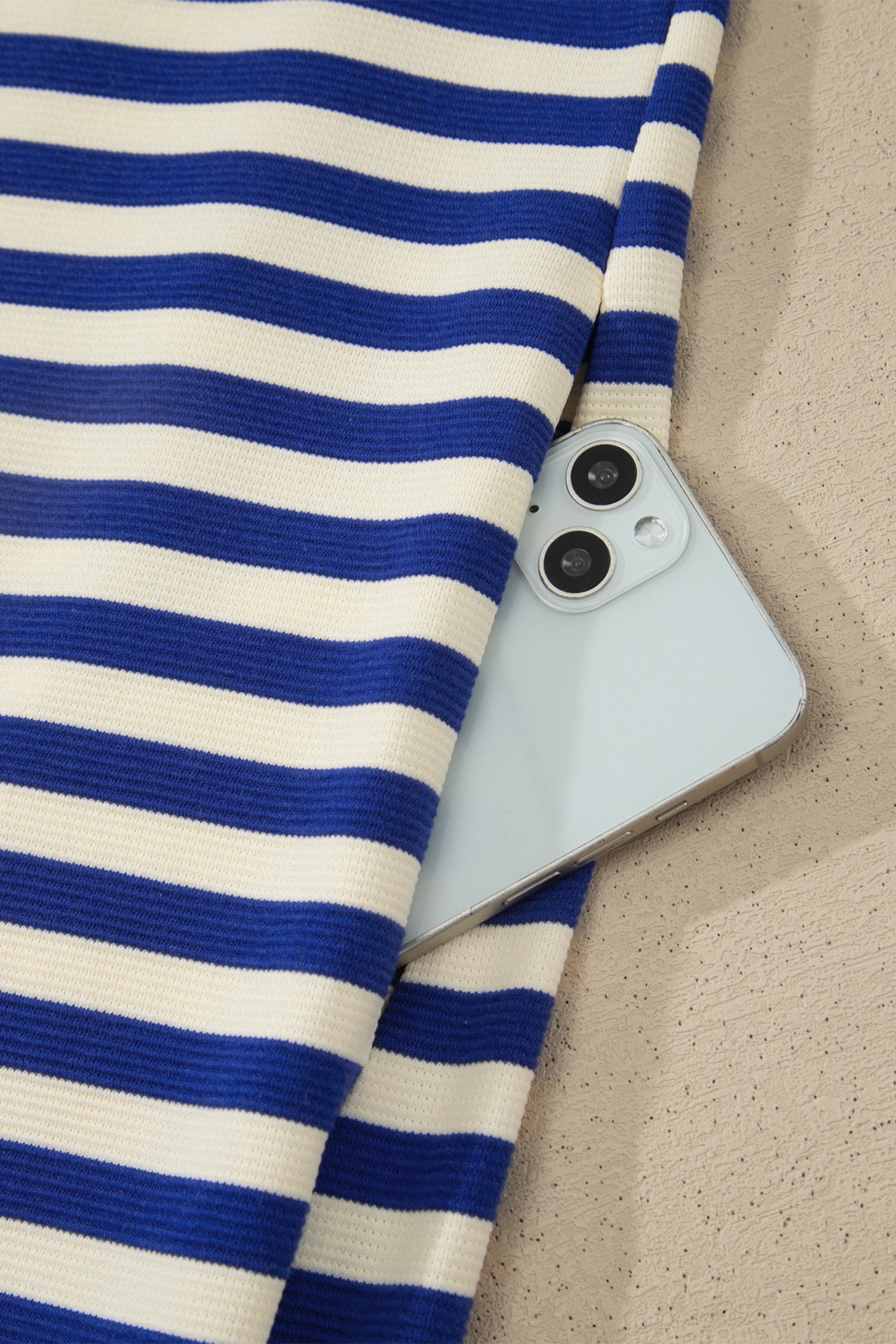Dark Blue Striped Shift Dress Colorblock V Neck Short Sleeve Casual Summer