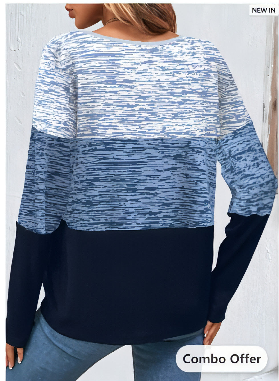 Camiseta de manga larga con botones para mujer