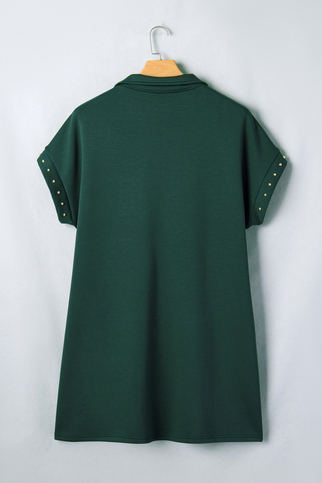 Evergreen Plus Size Glow Studded Zip up T Shirt Dress with Pockets