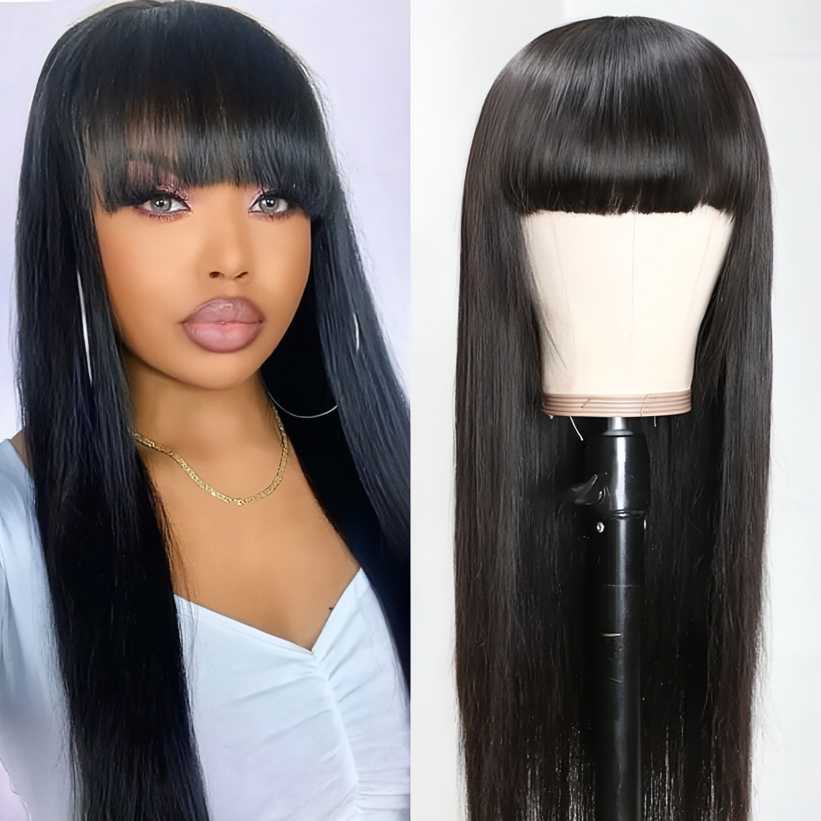 LuxeWave - Real hair wig headgear NOIR