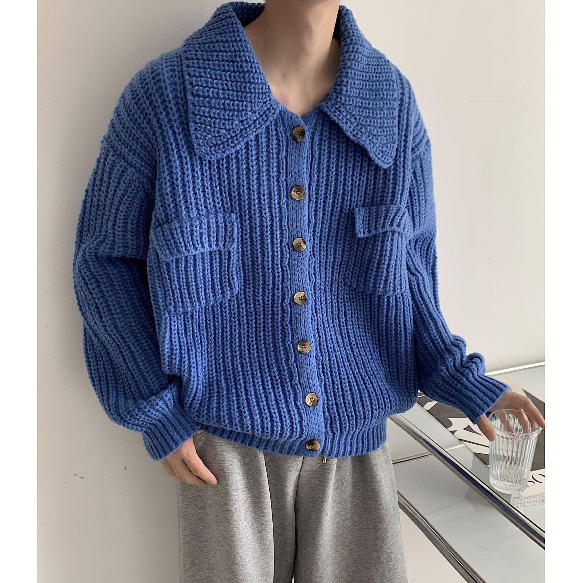 Sweter de lapela de inverno Cardigã solto de peito único