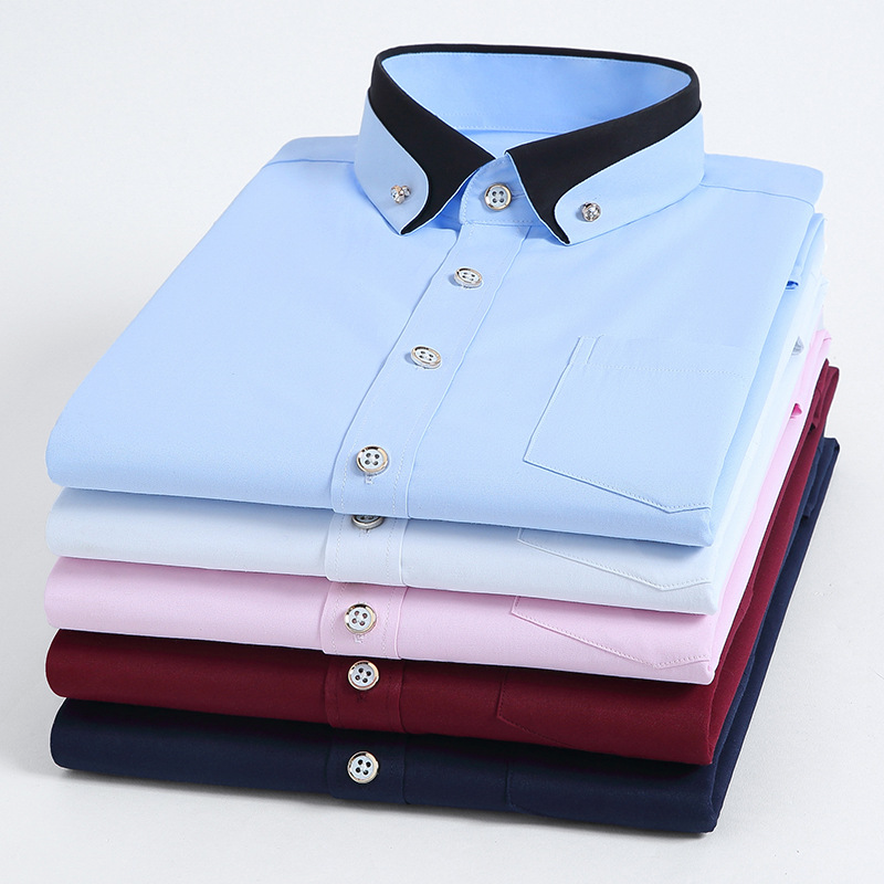 Camisa de vestir de manga larga elástica para hombre, informal y cómoda, no necesita planchado