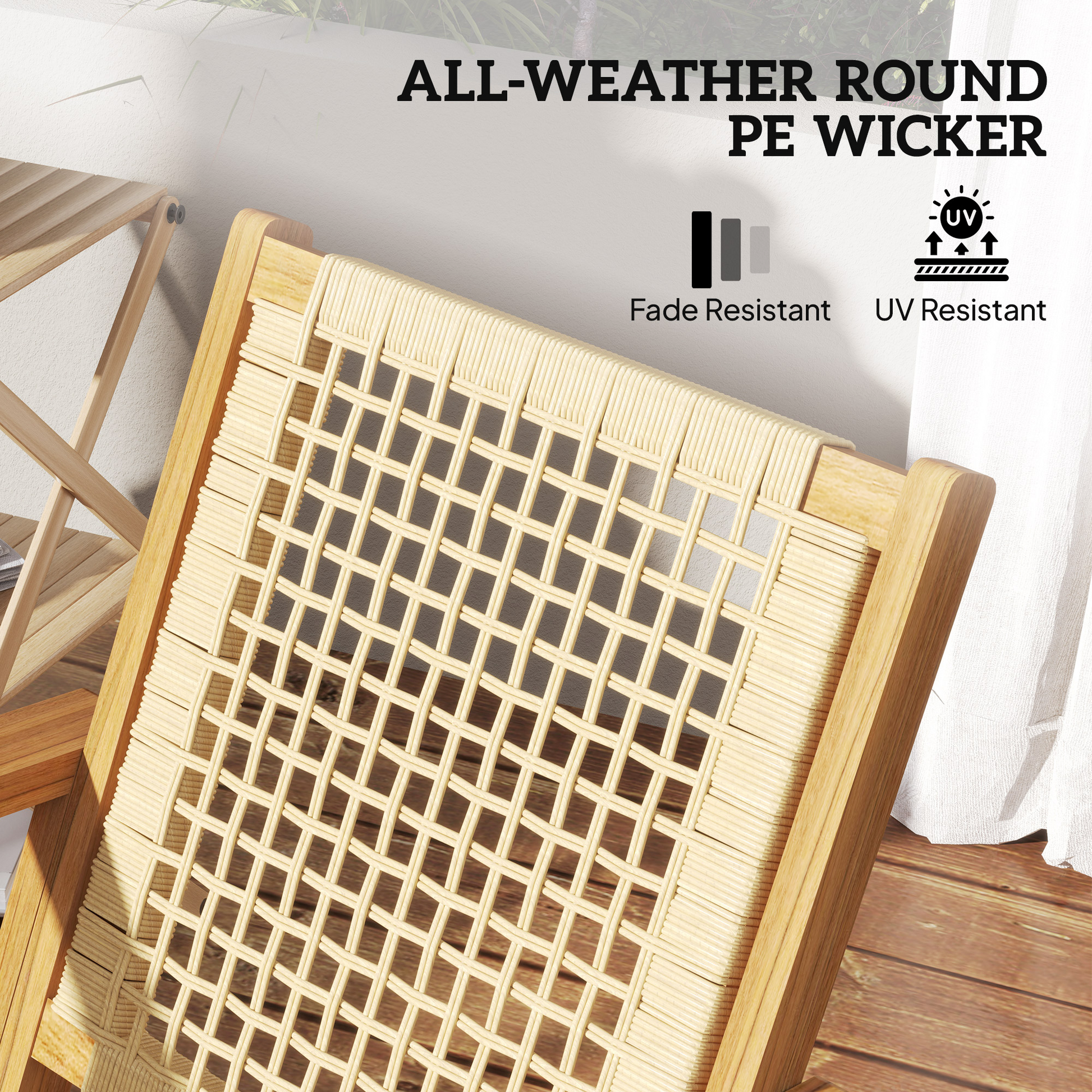 LuneluX_Garden™ Outdoor Acacia Wood Rocking Chair Set – 2-Piece Patio Lounge Chairs
