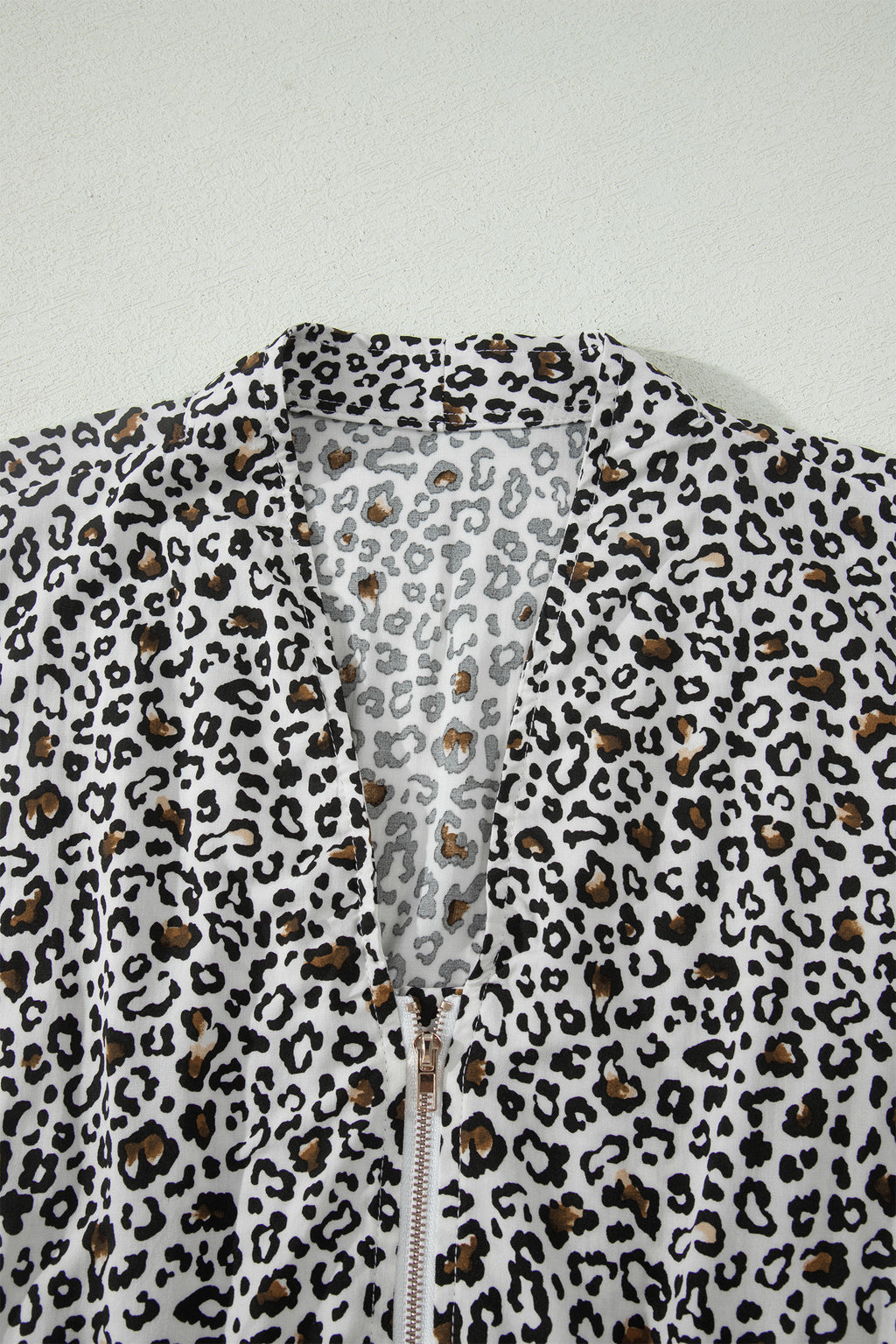 Beige Leopard Zip Front V Neck Cinched Waist Sleeveless Maxi Dress