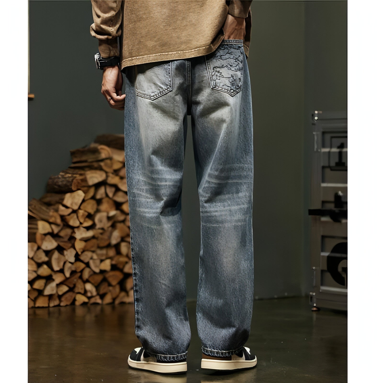 Pantalones cargo rectos y holgados para hombre (jeans)