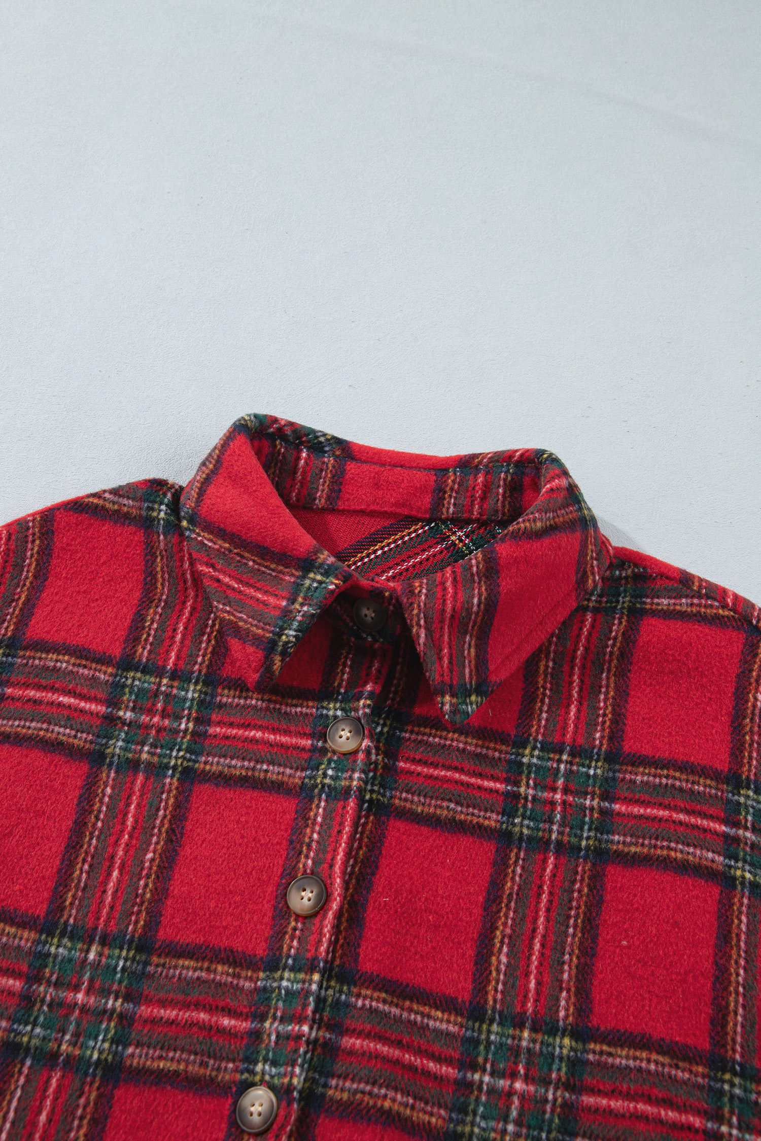 Red Plaid Button Front Shacket