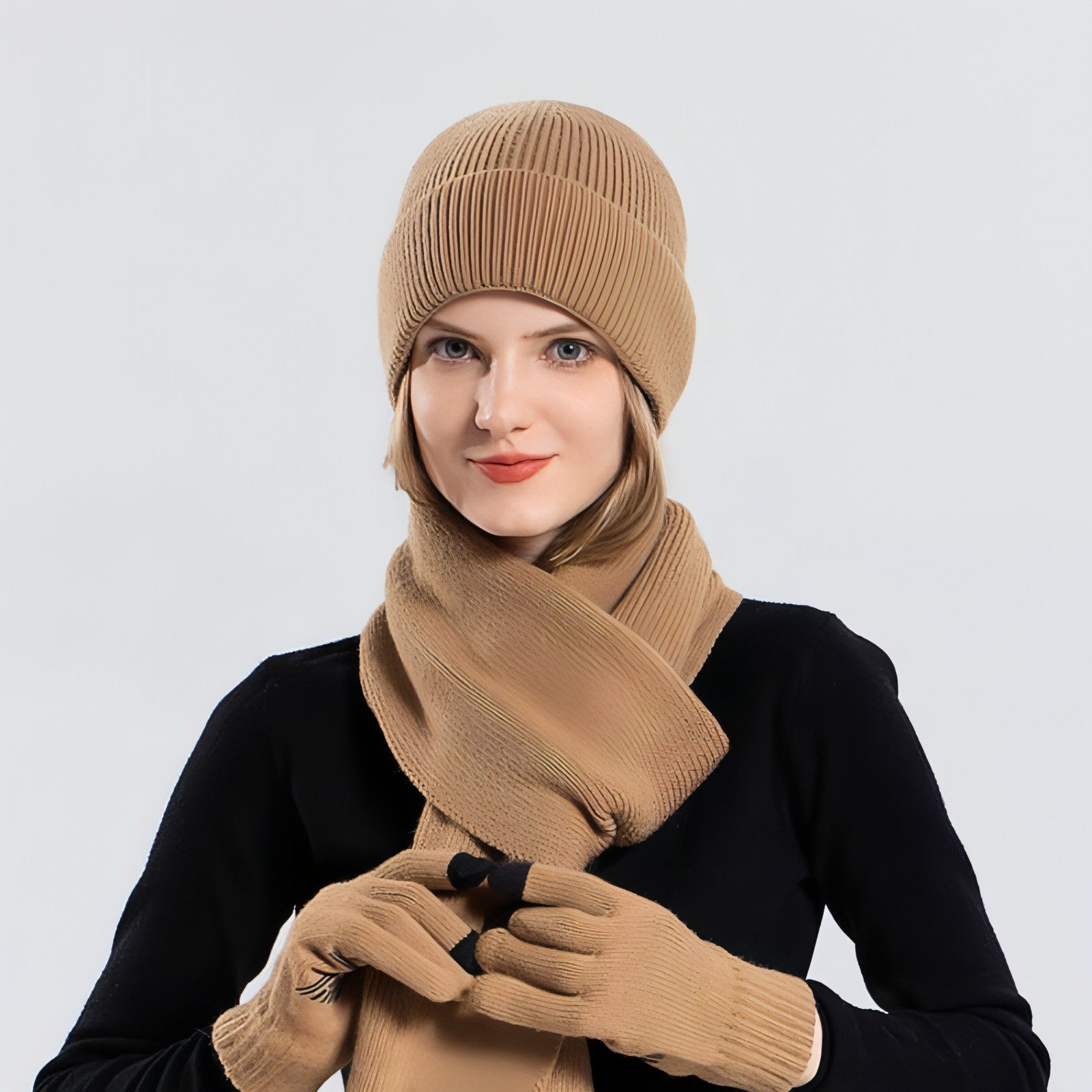 Hat Gloves Scarf Cover Thermal Knitting Outdoor Cycling Suit