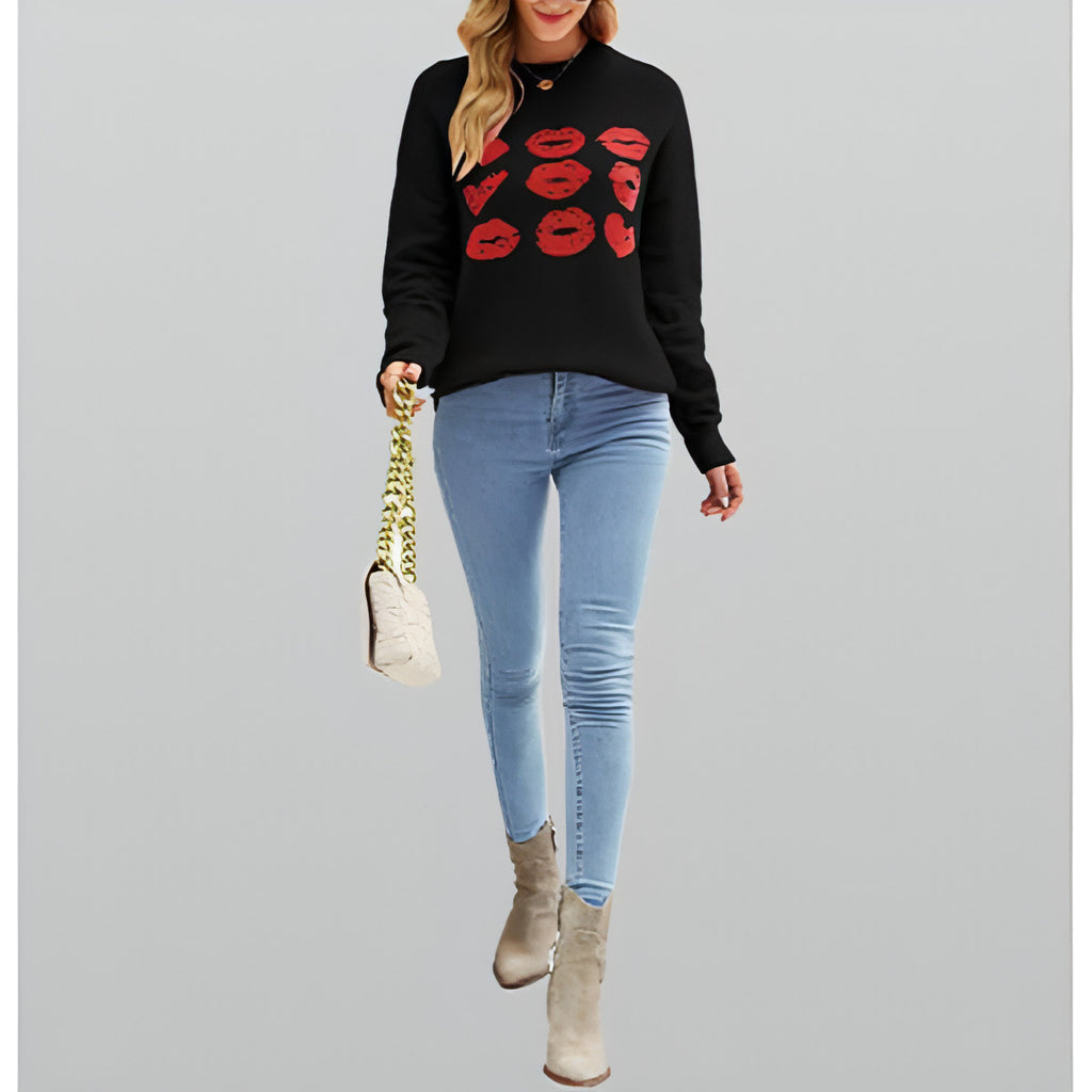 Women Love Lips Sweater