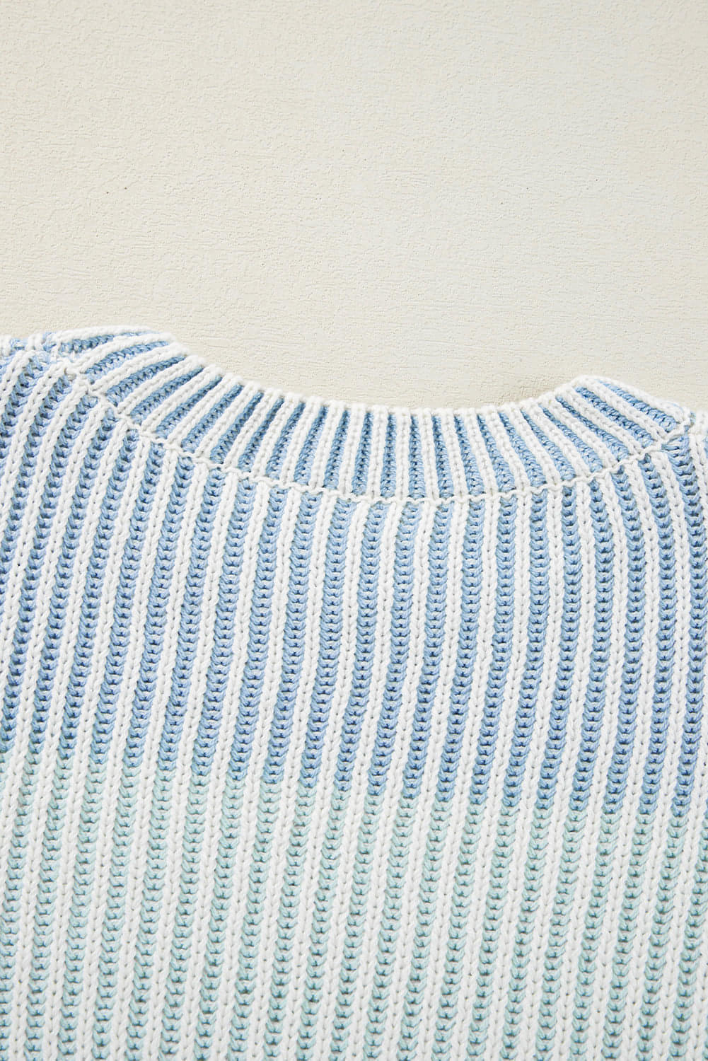 Multicolour Colorblock Textured Knit Bubble Sleeve Sweater