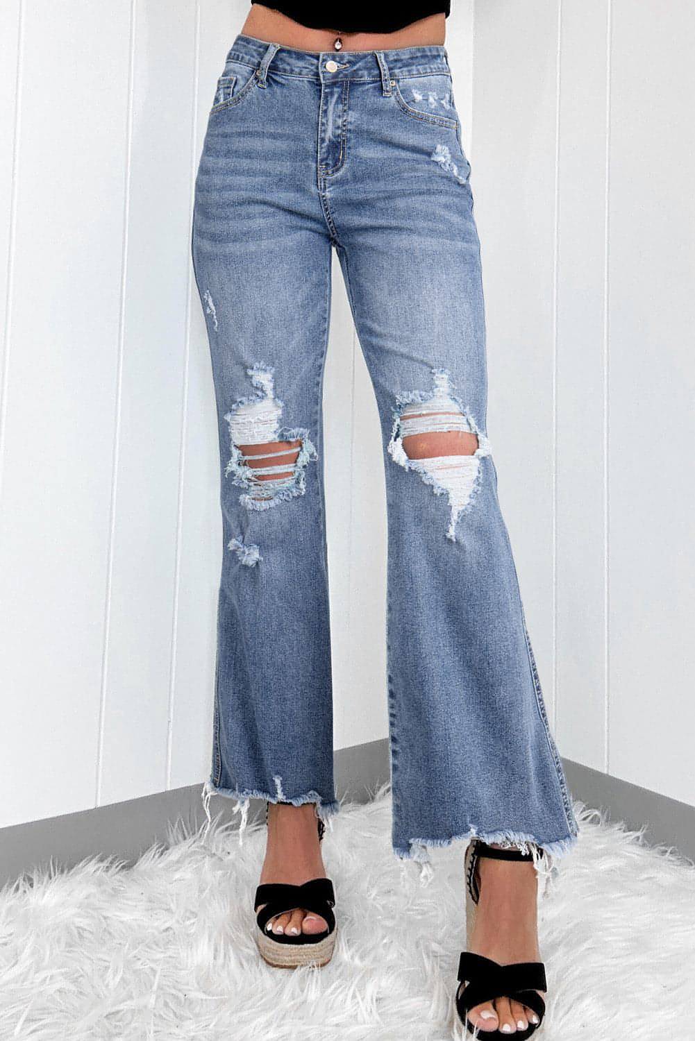 Dusk Blue High Rise Rabled Creseed Hem Alred Jeans