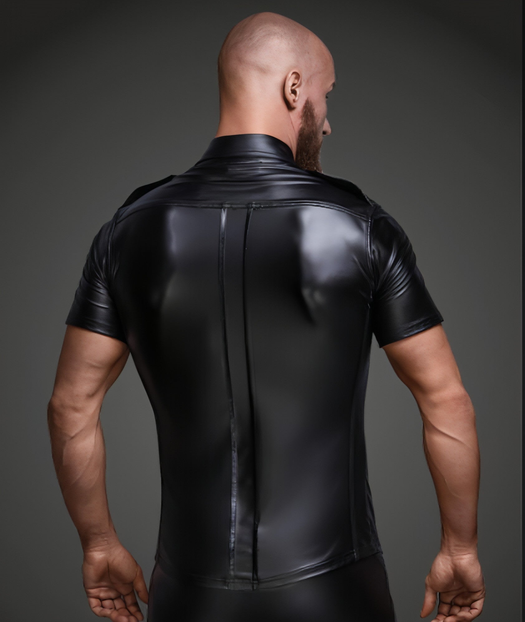 Camisa de vestir de charol para hombre, trajes de cuero discretos para escenario