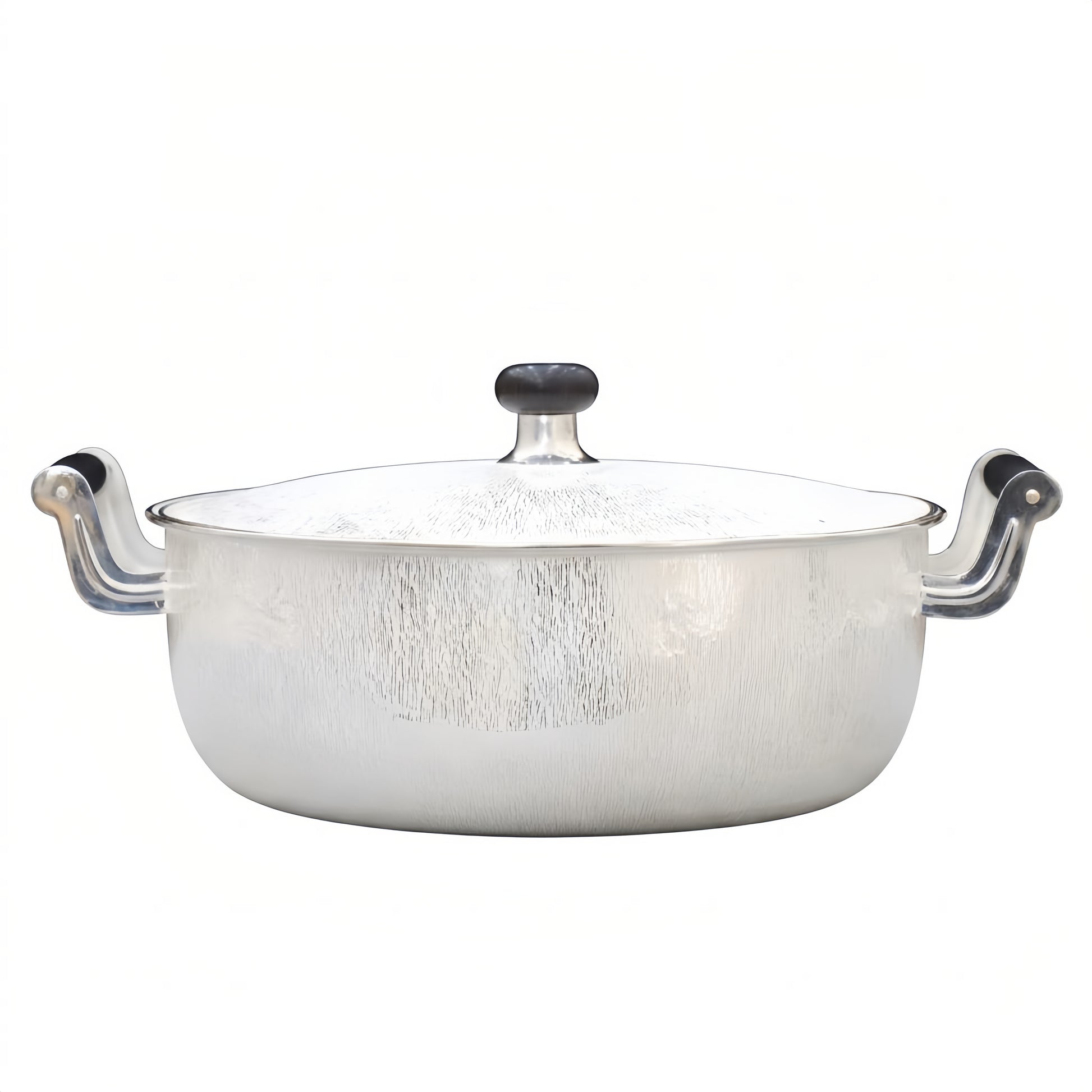 Modern Stainless Steel Pot with Glass Lid and Dual Handles-Premium Hot Pot - Handicraft Pure 999 Fine Silver