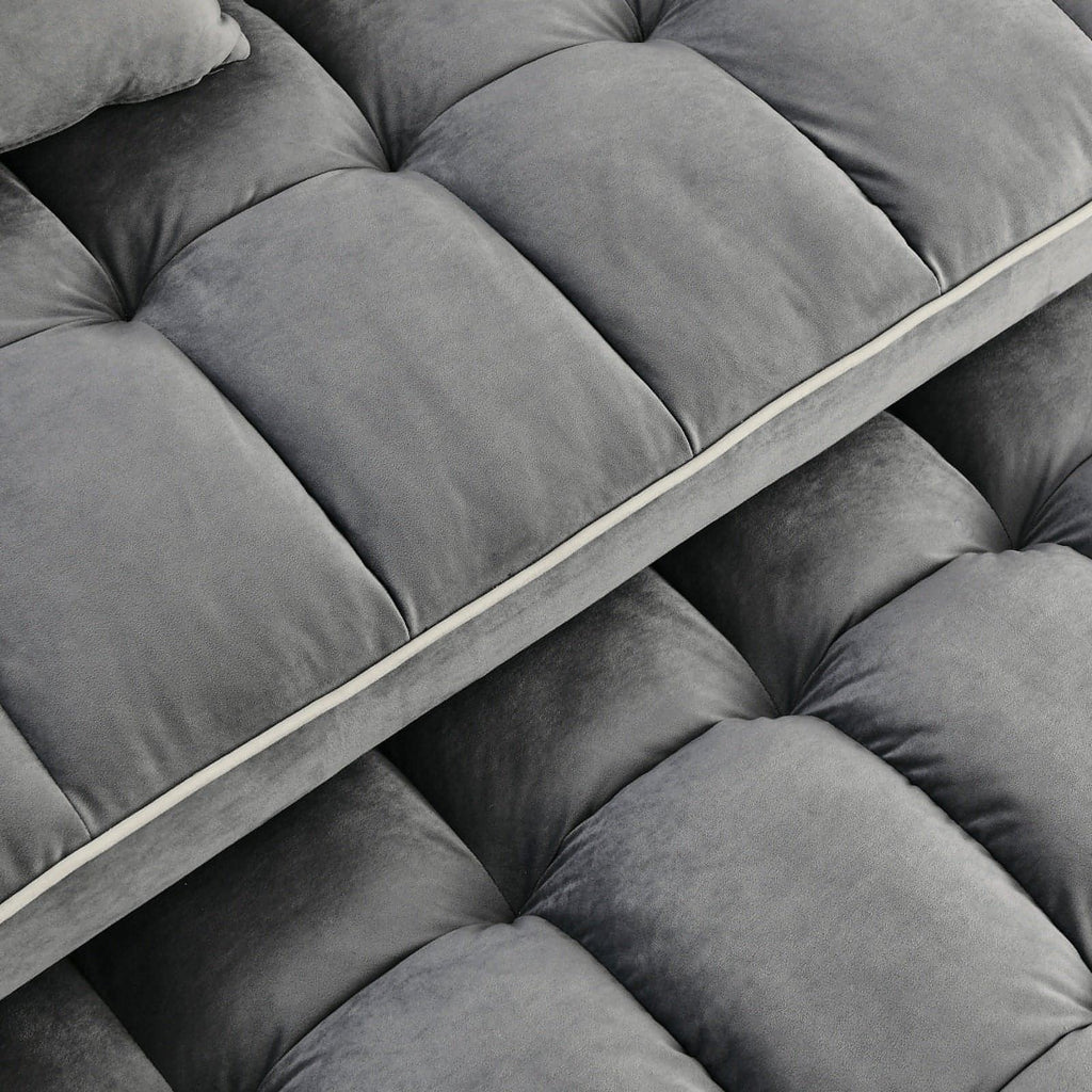 LuneluX_Home – 55.5" Foldable Velvet Sofa Bed (Adjustable in 3 Lengths, Gray)