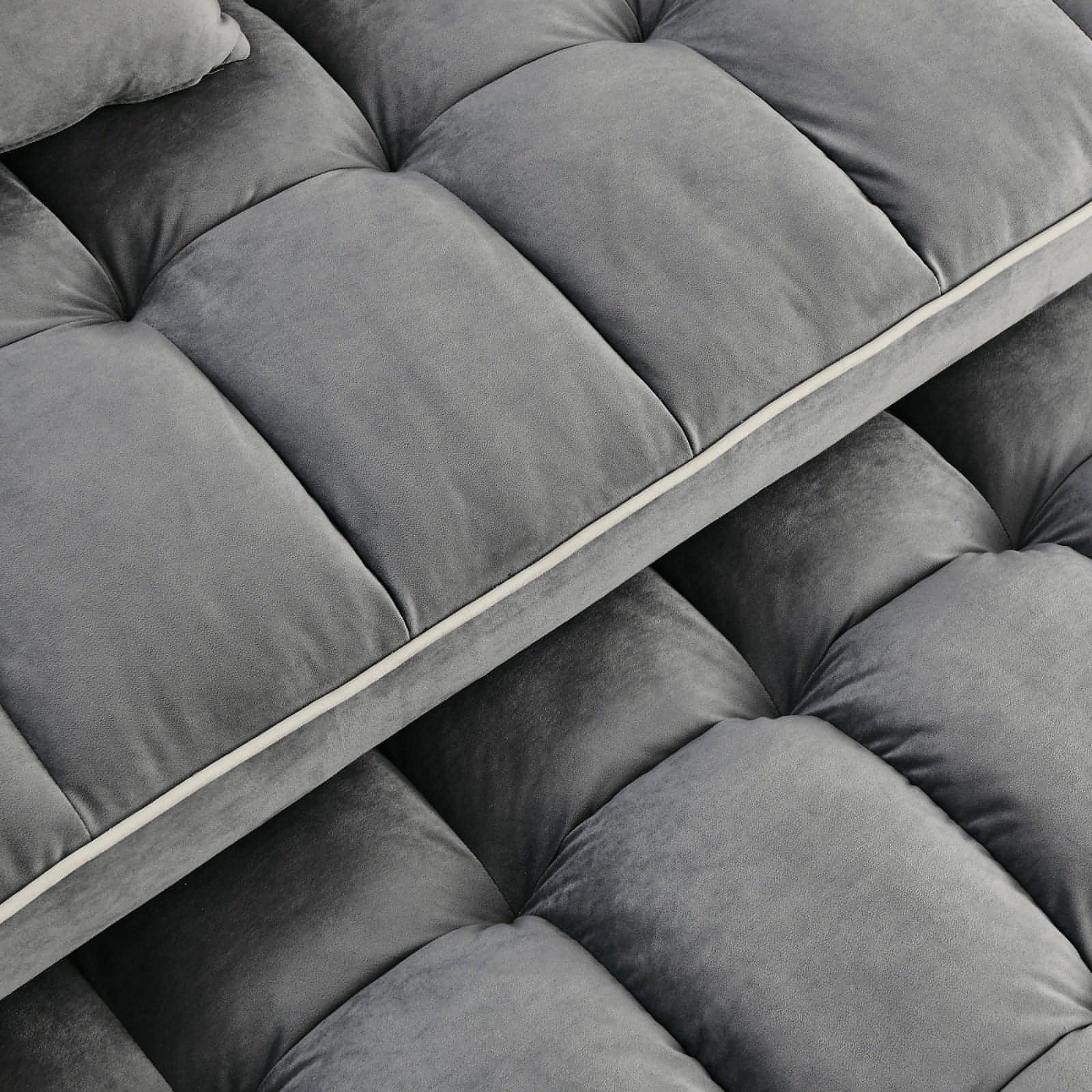 LuneluX_Home – 55.5" Foldable Velvet Sofa Bed (Adjustable in 3 Lengths, Gray)