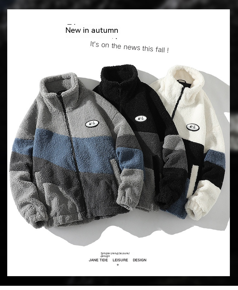 Chaqueta de cuello alto de lana de cordero para hombre