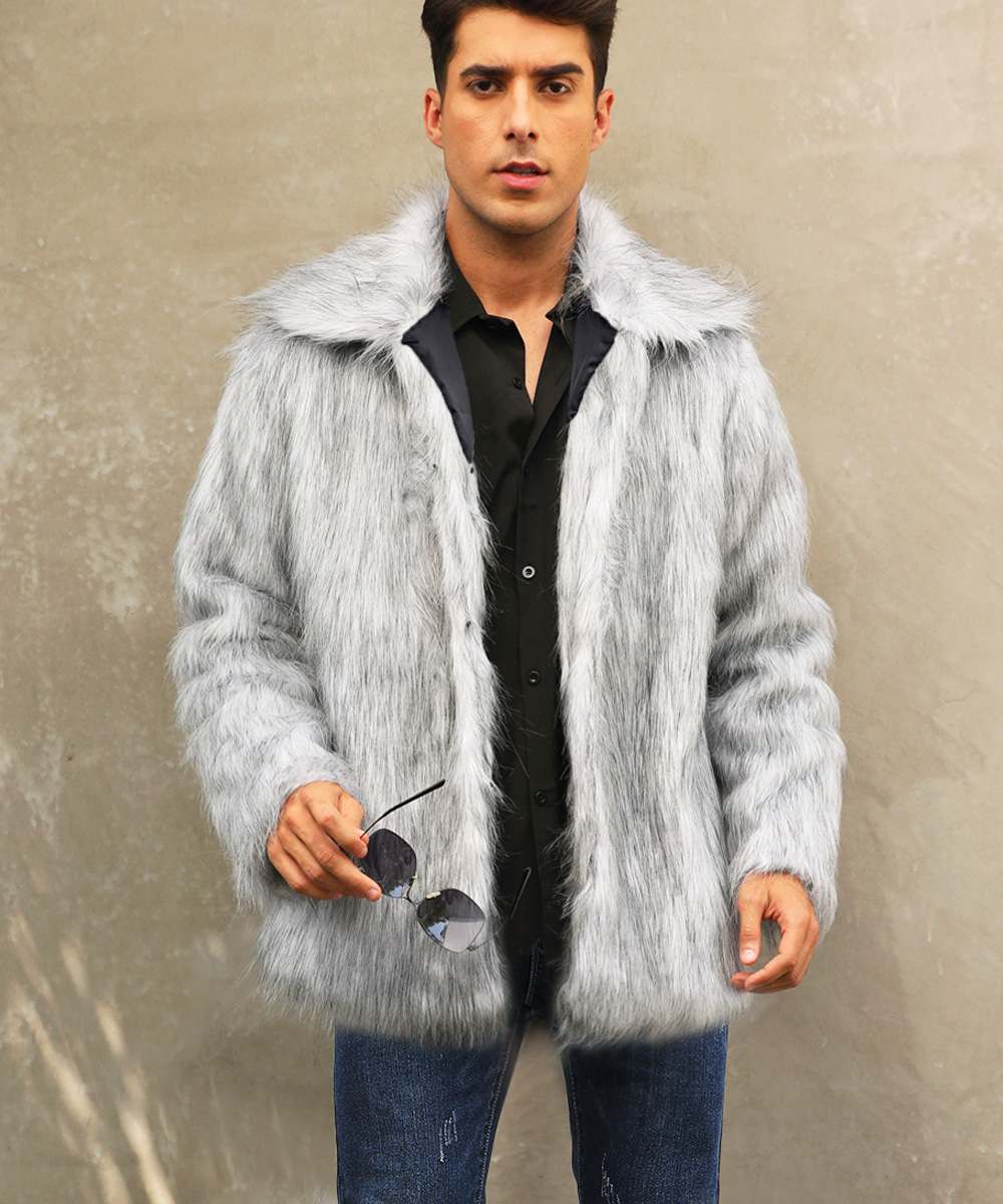 Men's Lapel Short Faux Fur Jacket – Luxurious Warmth & Style