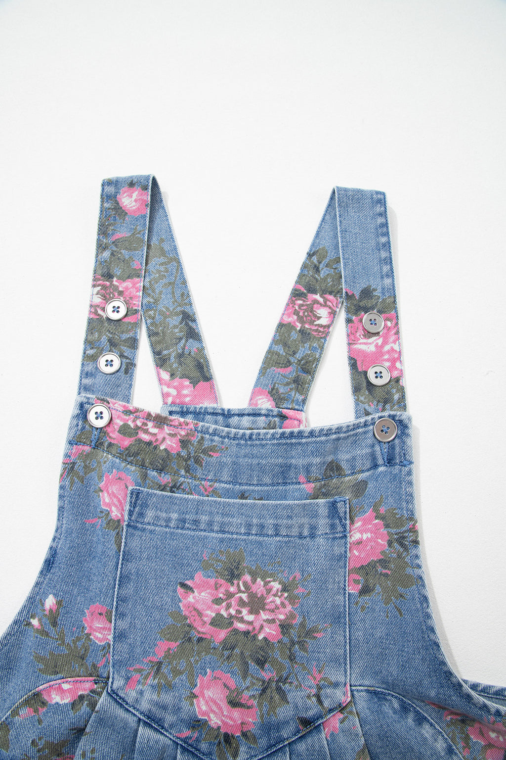 Myosotis Floral Print Denim Shortalls