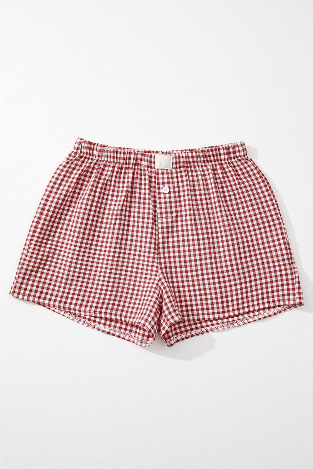Rot karierte Shorts mit Gingham-Print und hoher Taille