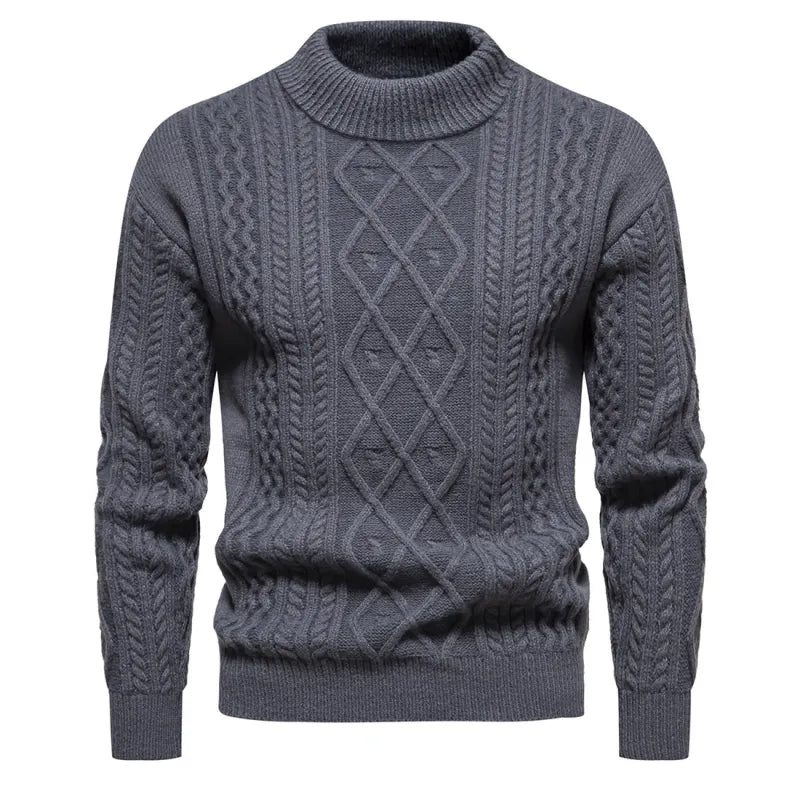 Á1. Camisa de fundo de suéter redondo de cor sólida de cor masculina