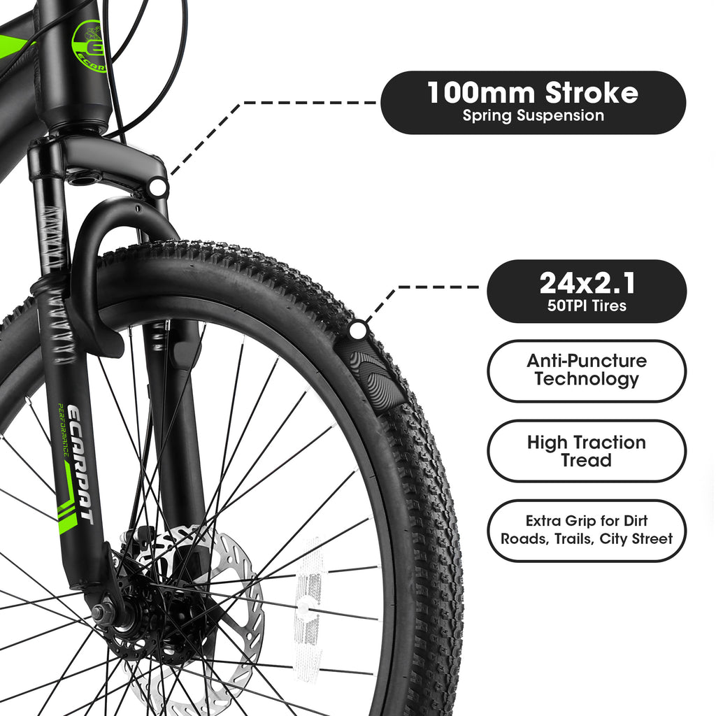 City-Cruizer – 24" Carpat™ ALUMINIUM Mountain Bike (21-Speed, Black-Orange)