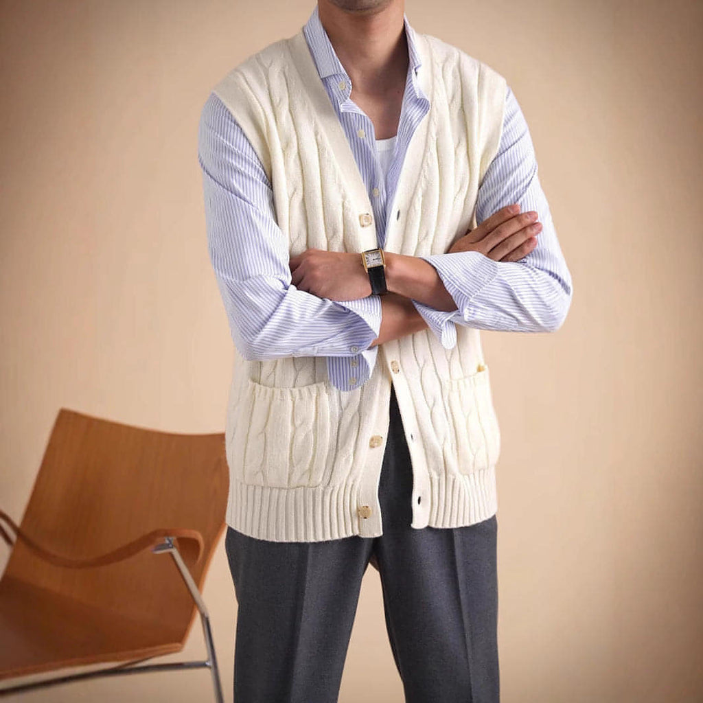 Suéter de lana tipo chaleco Aoyang para hombre, otoño e invierno