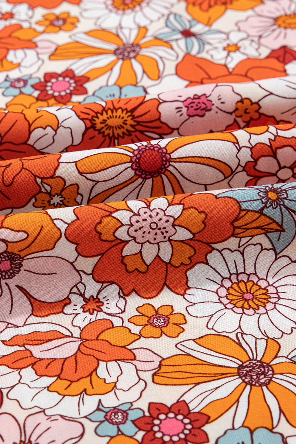 Orange Floral Print Sleeveless Smocked Shift Jumpsuit